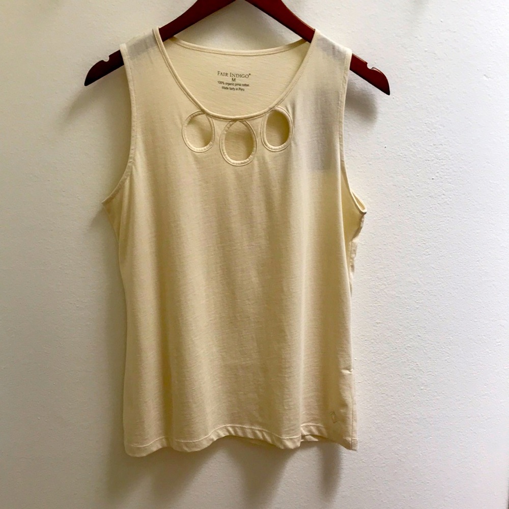 Womens Organic Pima Cotton Cut-Out Tank, Ivory, Size M